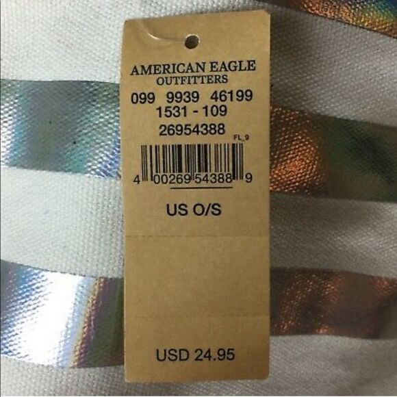 ✨HP✨American Eagle Outfitter AEO Metallic Holographic Canvas Tote Bag✨ - Picture 5 of 10